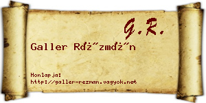 Galler Rézmán névjegykártya